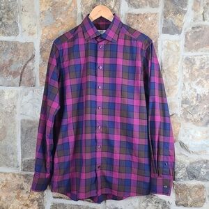 Eton 40 M MEDIUM 15.75 Checked Plaid Button Up Down Shirt